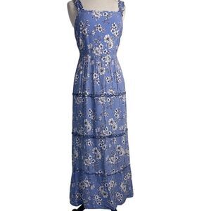 J is for Justify L Tiered blue floral maxi dress sleeveless peplum